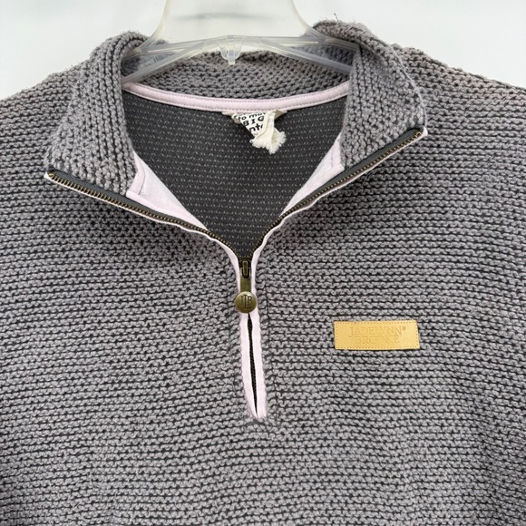 JADELYNN BROOKE Gray Knit Quarter Zip Pullover Sweatshirt with pink trim XL - Picture 8 of 9